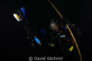Diver begins ascent from a dive on the Tiller Wreck in La... by David Gilchrist 